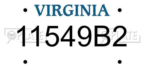 11549B2 Virginia License Plate