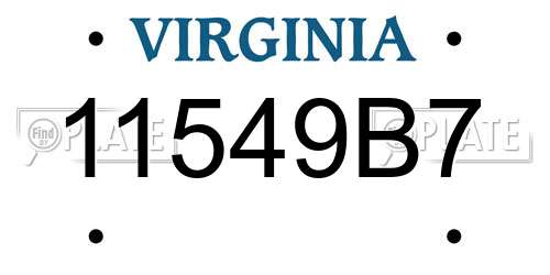 11549B7 Virginia License Plate