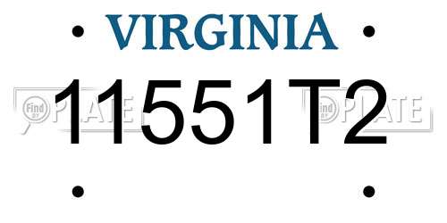 11551T2 Virginia License Plate