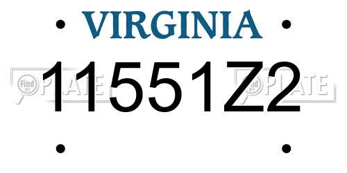 11551Z2 Virginia License Plate