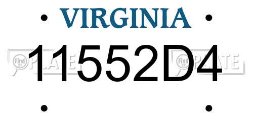 11552D4 Virginia License Plate