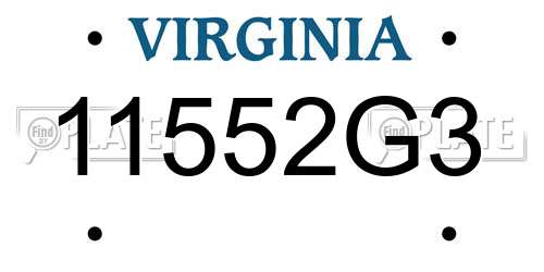 11552G3 Virginia License Plate