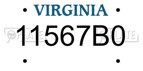 11567B0 Virginia License Plate