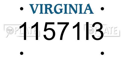 11571I3 Virginia License Plate