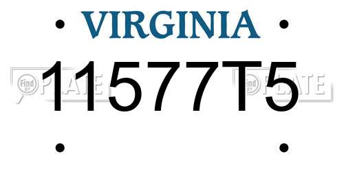 11577T5 Virginia License Plate