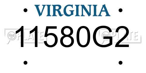 11580G2 Virginia License Plate