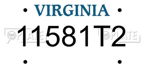 11581T2 Virginia License Plate