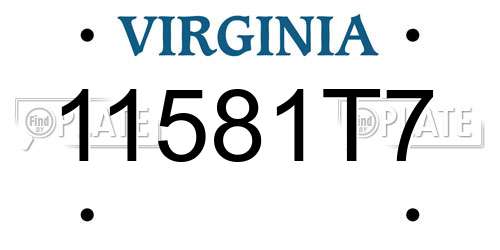 11581T7 Virginia License Plate