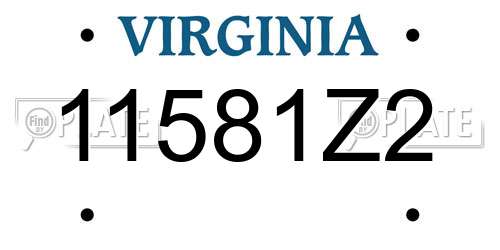 11581Z2 Virginia License Plate
