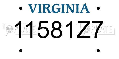 11581Z7 Virginia License Plate