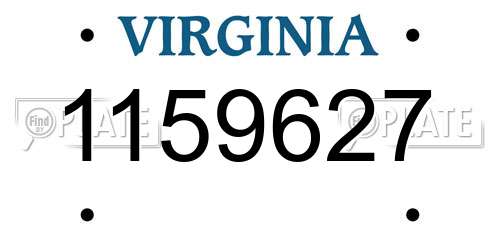 1159627 Virginia License Plate