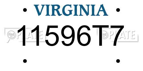11596T7 Virginia License Plate
