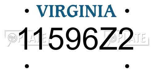 11596Z2 Virginia License Plate