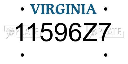 11596Z7 Virginia License Plate