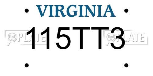 115TT3 Virginia License Plate