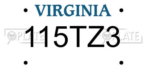 115TZ3 Virginia License Plate