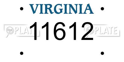 11612 Virginia License Plate
