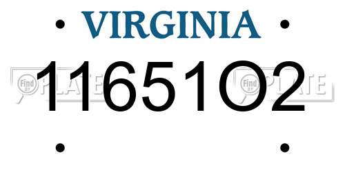 11651O2 Virginia License Plate