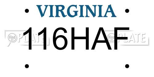 116HAF Virginia License Plate