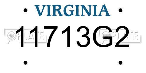 11713G2 Virginia License Plate