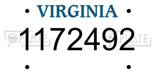 1172492 Virginia License Plate