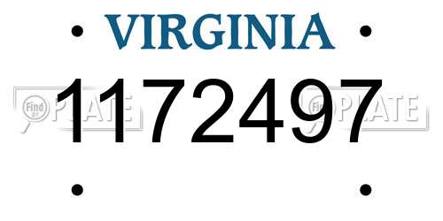1172497 Virginia License Plate