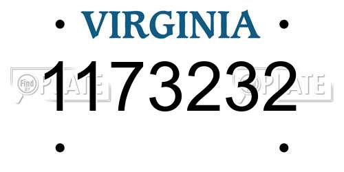 1173232 Virginia License Plate
