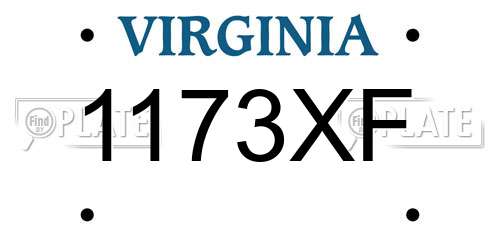 1173XF Virginia License Plate