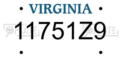 11751Z9 Virginia License Plate