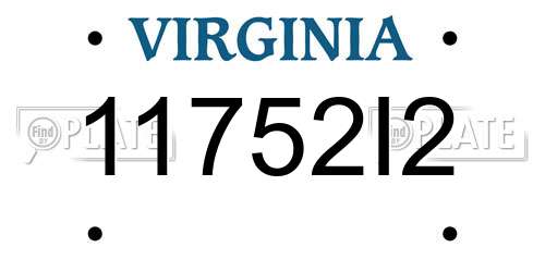 11752I2 Virginia License Plate