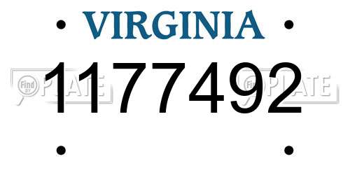 1177492 Virginia License Plate