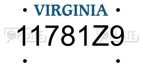 11781Z9 Virginia License Plate