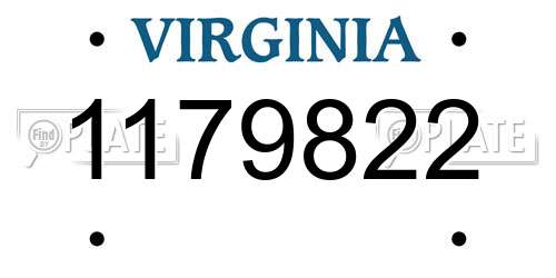 1179822 Virginia License Plate