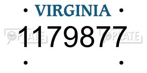 1179877 Virginia License Plate