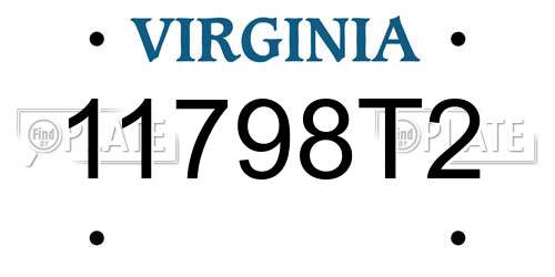 11798T2 Virginia License Plate
