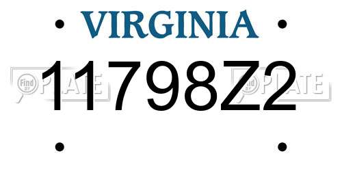 11798Z2 Virginia License Plate