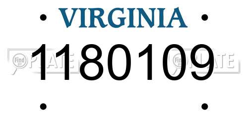 1180109 Virginia License Plate