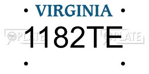 1182TE Virginia License Plate