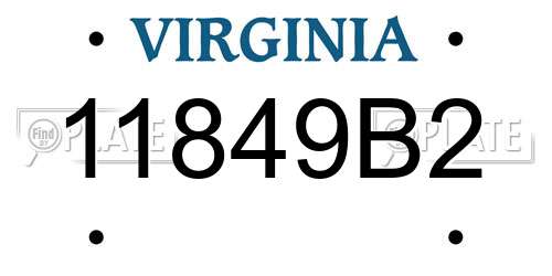 11849B2 Virginia License Plate