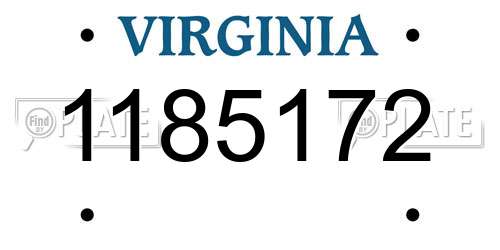 1185172 Virginia License Plate