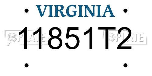 11851T2 Virginia License Plate