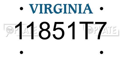 11851T7 Virginia License Plate