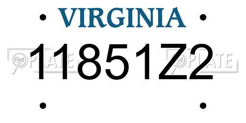 11851Z2 Virginia License Plate