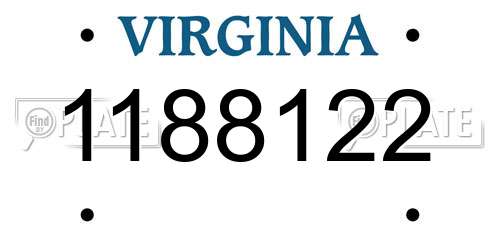 1188122 Virginia License Plate