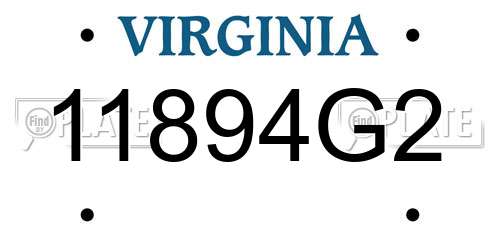 11894G2 Virginia License Plate