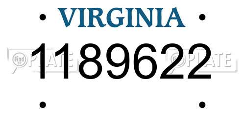 1189622 Virginia License Plate