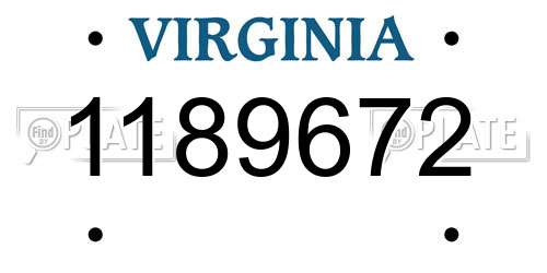 1189672 Virginia License Plate