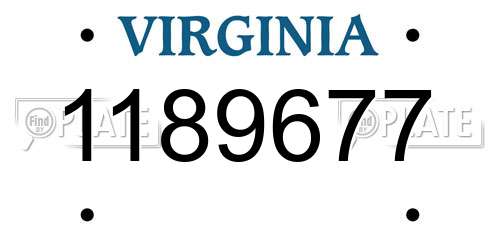 1189677 Virginia License Plate