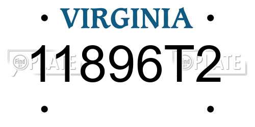 11896T2 Virginia License Plate