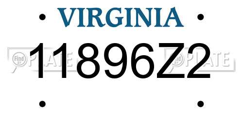 11896Z2 Virginia License Plate